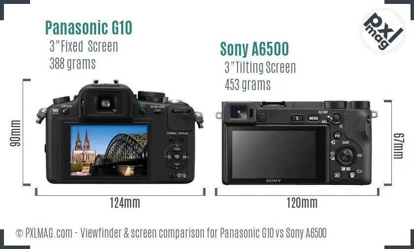 Panasonic G10 vs Sony A6500 Screen and Viewfinder comparison Panasonic G10 vs Sony A6500 Screen and Viewfinder comparison