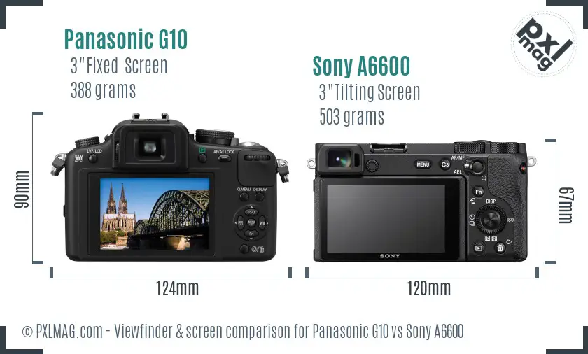 Panasonic G10 vs Sony A6600 Screen and Viewfinder comparison