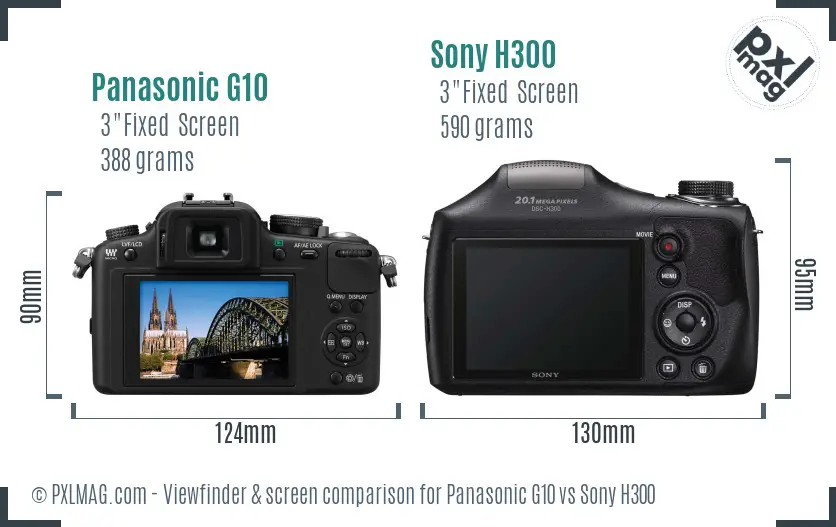 Panasonic G10 vs Sony H300 Screen and Viewfinder comparison