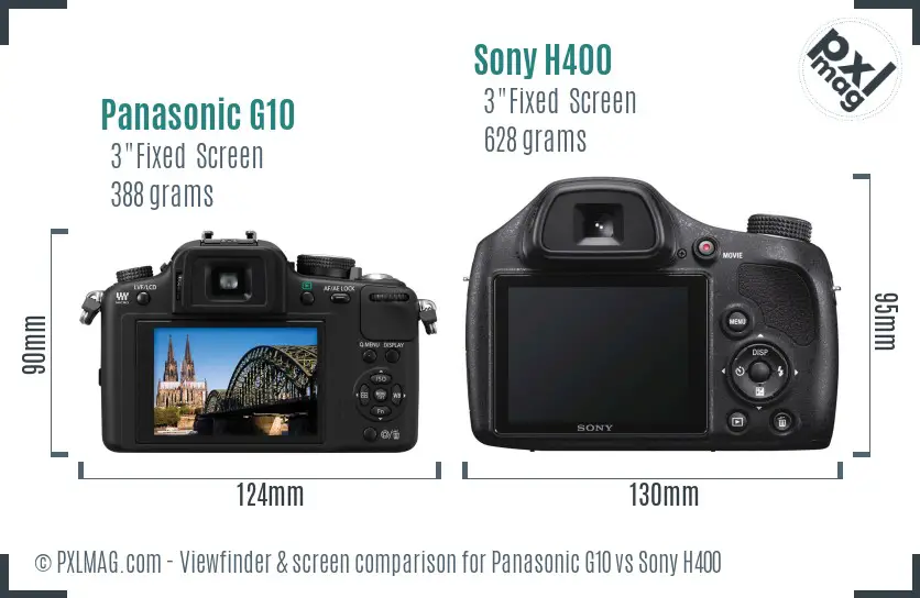 Panasonic G10 vs Sony H400 Screen and Viewfinder comparison Panasonic G10 vs Sony H400 Screen and Viewfinder comparison
