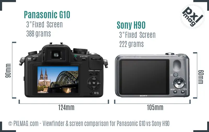 Panasonic G10 vs Sony H90 Screen and Viewfinder comparison Panasonic G10 vs Sony H90 Screen and Viewfinder comparison
