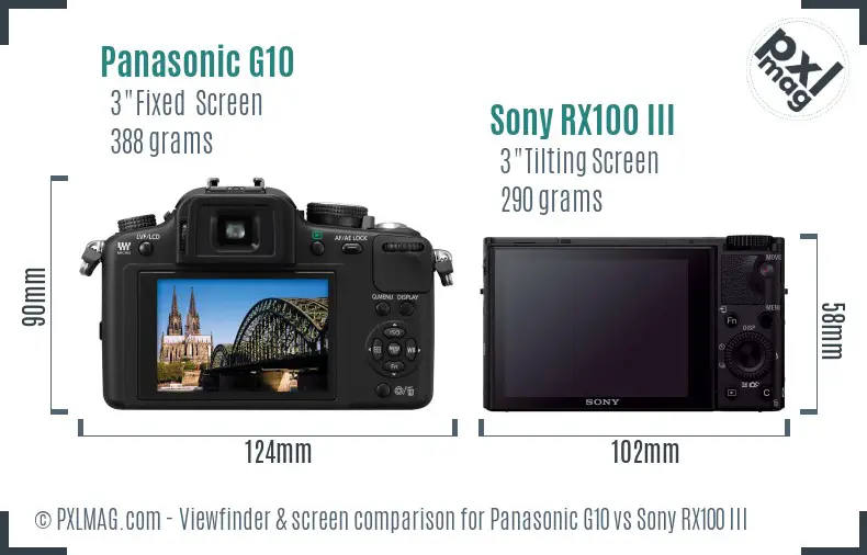 Panasonic G10 vs Sony RX100 III Screen and Viewfinder comparison Panasonic G10 vs Sony RX100 III Screen and Viewfinder comparison