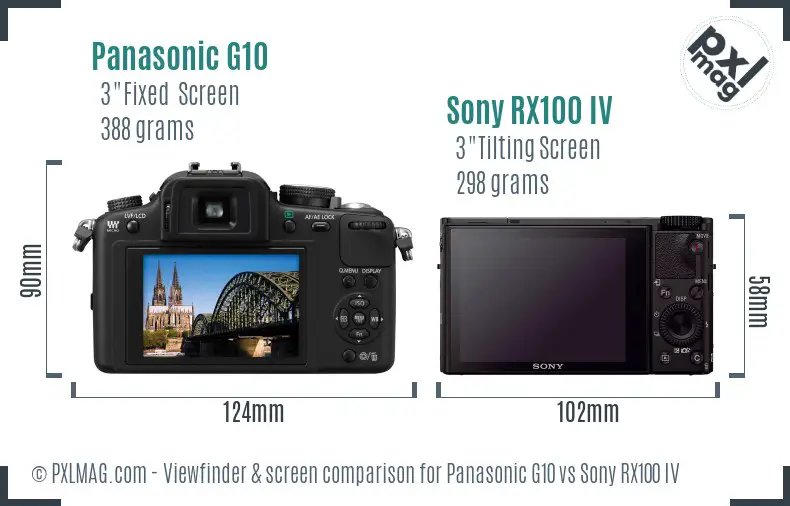 Panasonic G10 vs Sony RX100 IV Screen and Viewfinder comparison Panasonic G10 vs Sony RX100 IV Screen and Viewfinder comparison
