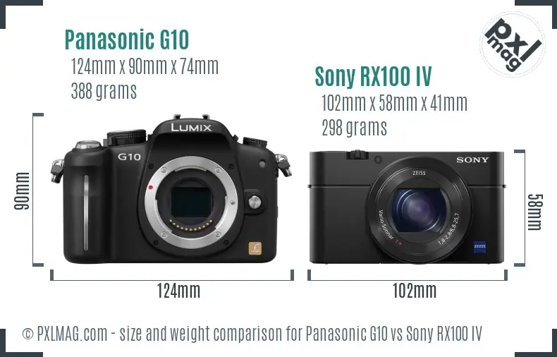 Panasonic G10 vs Sony RX100 IV size comparison Panasonic G10 vs Sony RX100 IV size comparison