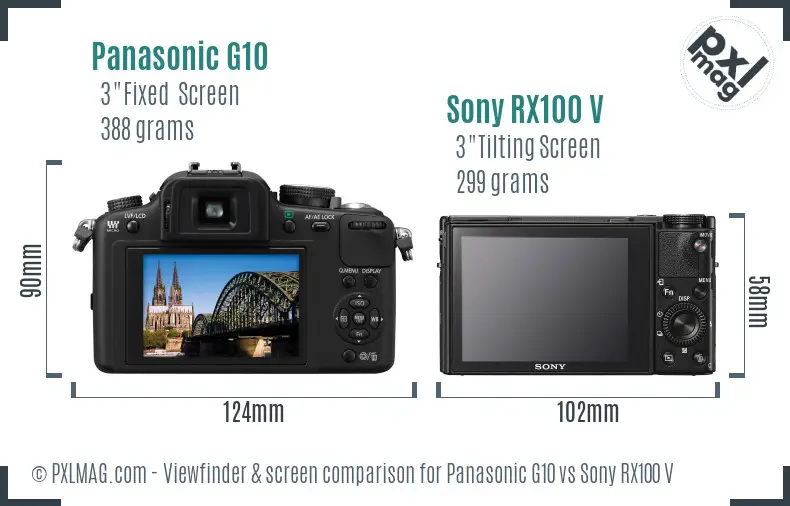 Panasonic G10 vs Sony RX100 V Screen and Viewfinder comparison Panasonic G10 vs Sony RX100 V Screen and Viewfinder comparison