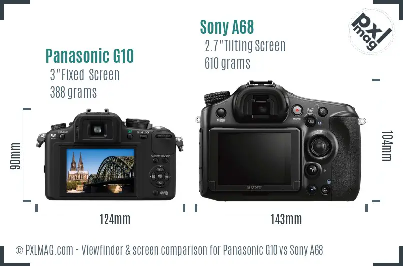 Panasonic G10 vs Sony A68 Screen and Viewfinder comparison Panasonic G10 vs Sony A68 Screen and Viewfinder comparison