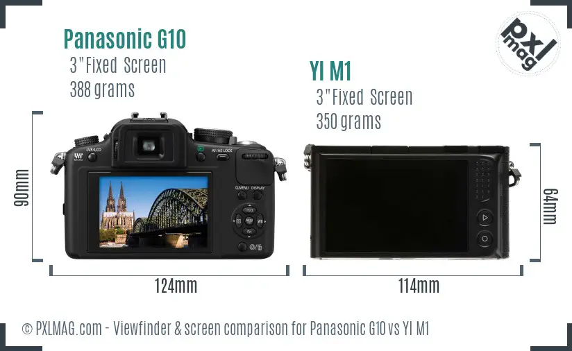 Panasonic G10 vs YI M1 Screen and Viewfinder comparison