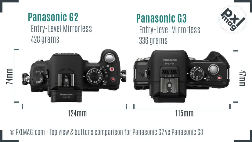 Panasonic G2 vs Panasonic G3 top view buttons comparison