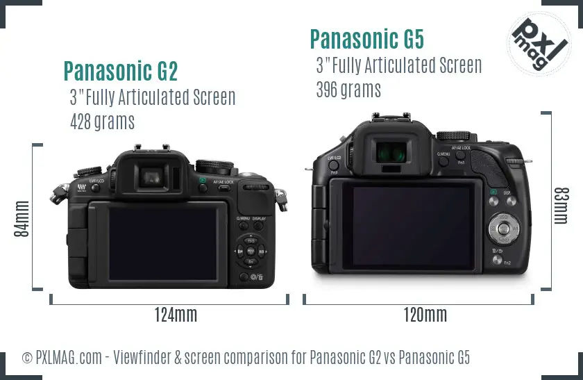 Panasonic G2 vs Panasonic G5 Screen and Viewfinder comparison