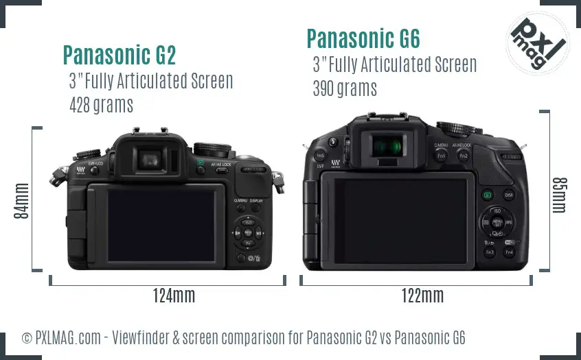Panasonic G2 vs Panasonic G6 Screen and Viewfinder comparison