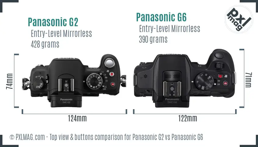Panasonic G2 vs Panasonic G6 top view buttons comparison
