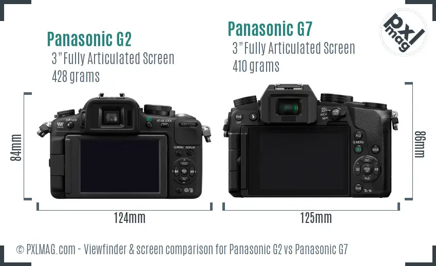 Panasonic G2 vs Panasonic G7 Screen and Viewfinder comparison