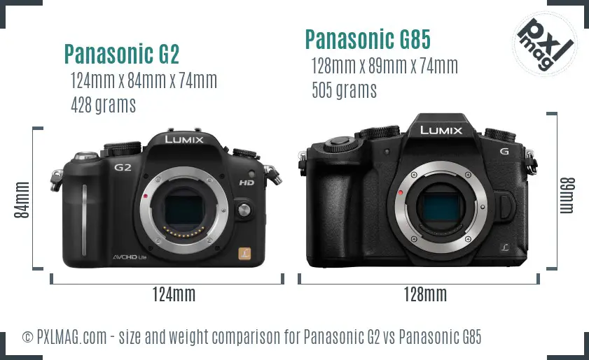Panasonic G2 vs Panasonic G85 size comparison