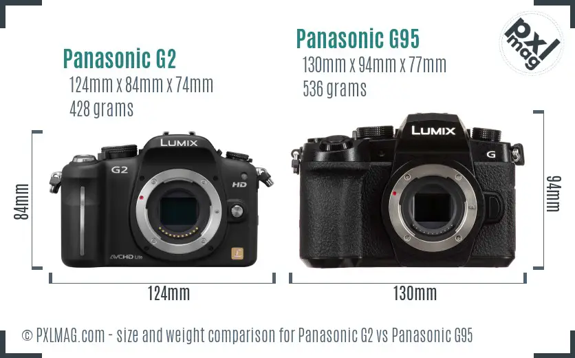 Panasonic G2 vs Panasonic G95 size comparison