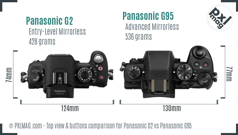 Panasonic G2 vs Panasonic G95 top view buttons comparison