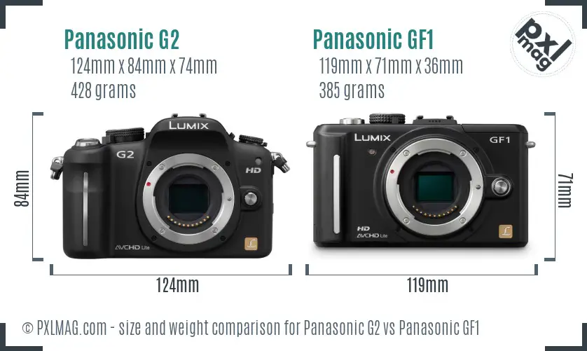 Panasonic G2 vs Panasonic GF1 size comparison