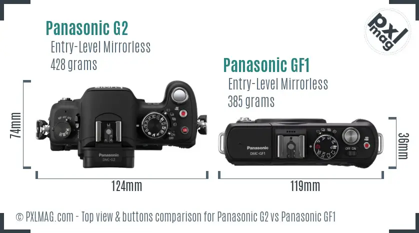 Panasonic G2 vs Panasonic GF1 top view buttons comparison