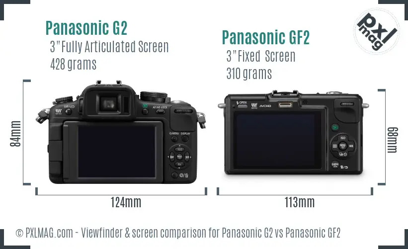 Panasonic G2 vs Panasonic GF2 Screen and Viewfinder comparison