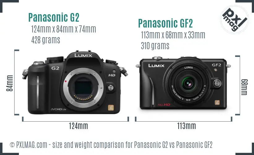Panasonic G2 vs Panasonic GF2 size comparison