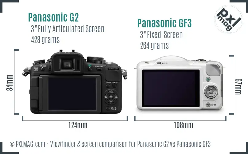 Panasonic G2 vs Panasonic GF3 Screen and Viewfinder comparison