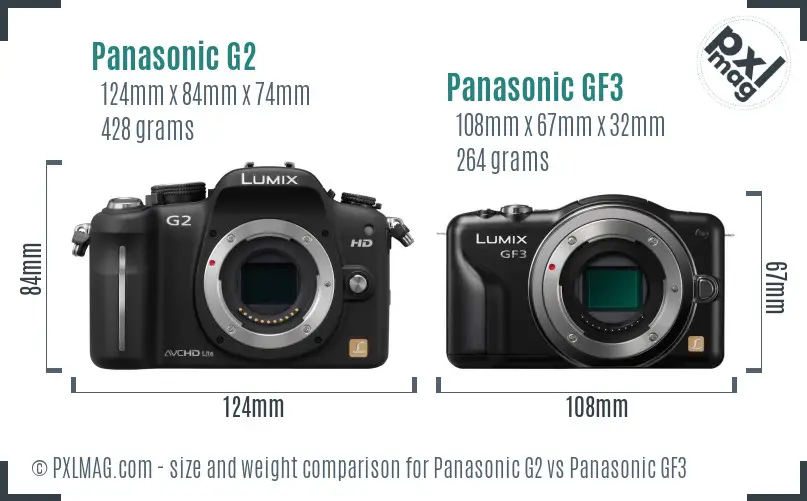 Panasonic G2 vs Panasonic GF3 size comparison