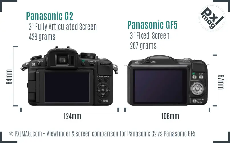 Panasonic G2 vs Panasonic GF5 Screen and Viewfinder comparison
