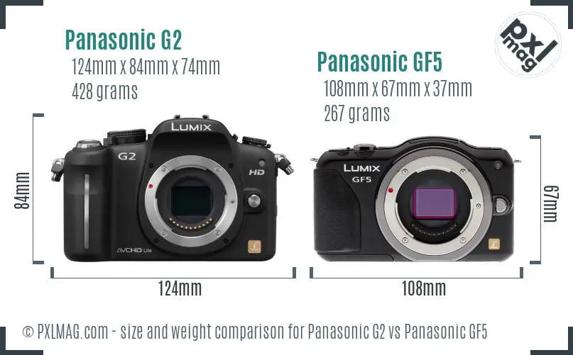 Panasonic G2 vs Panasonic GF5 size comparison