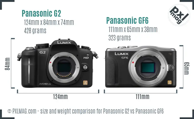Panasonic G2 vs Panasonic GF6 size comparison
