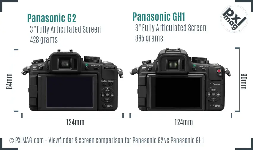 Panasonic G2 vs Panasonic GH1 Screen and Viewfinder comparison