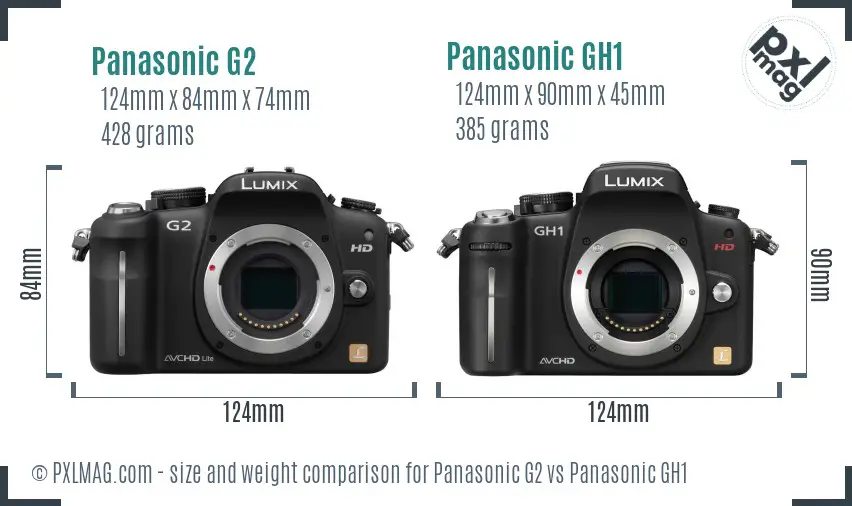Panasonic G2 vs Panasonic GH1 size comparison