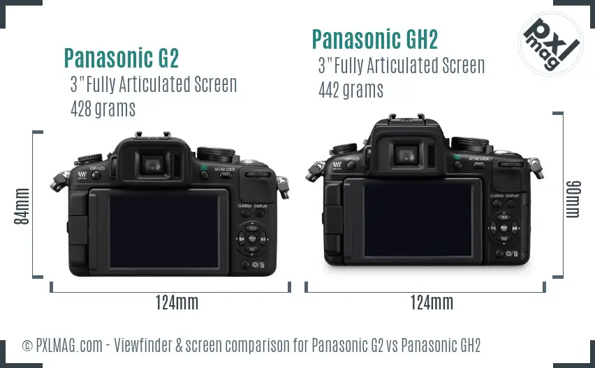 Panasonic G2 vs Panasonic GH2 Screen and Viewfinder comparison