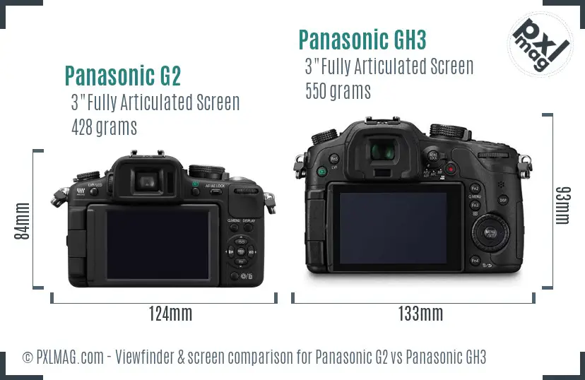 Panasonic G2 vs Panasonic GH3 Screen and Viewfinder comparison