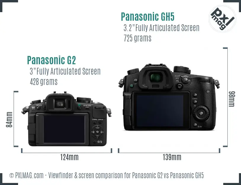 Panasonic G2 vs Panasonic GH5 Screen and Viewfinder comparison