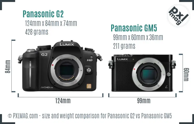 Panasonic G2 vs Panasonic GM5 size comparison