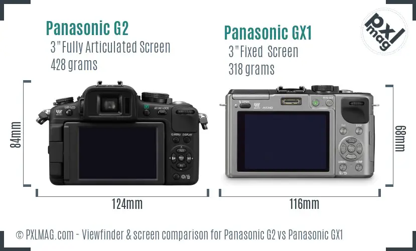 Panasonic G2 vs Panasonic GX1 Screen and Viewfinder comparison