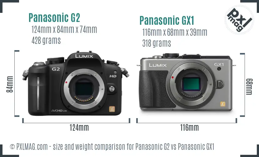 Panasonic G2 vs Panasonic GX1 size comparison