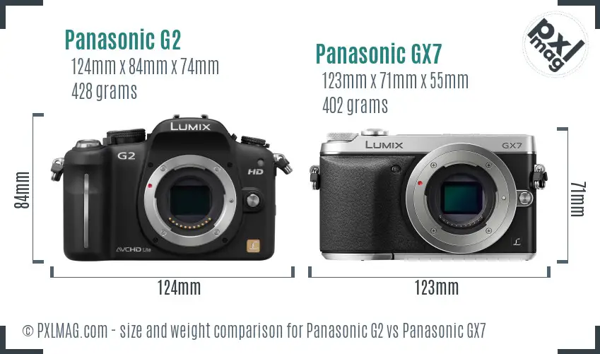 Panasonic G2 vs Panasonic GX7 size comparison