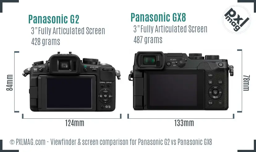 Panasonic G2 vs Panasonic GX8 Screen and Viewfinder comparison