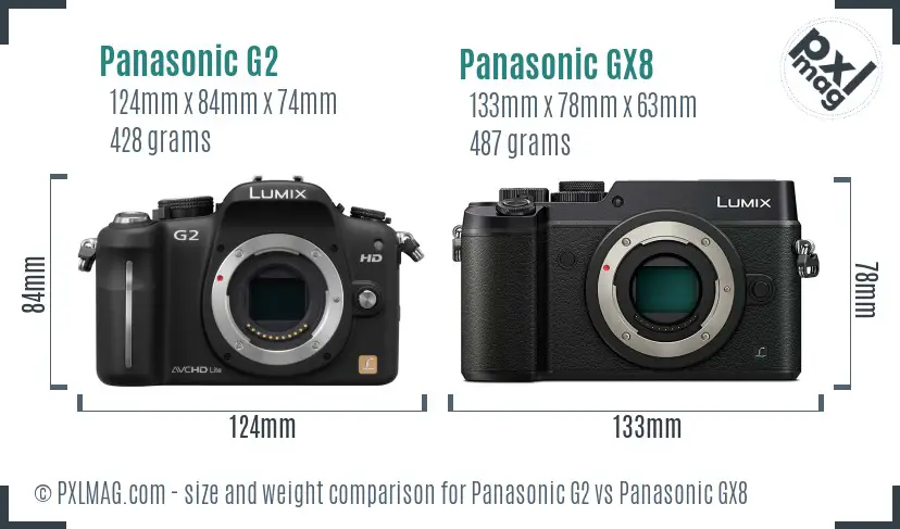 Panasonic G2 vs Panasonic GX8 size comparison