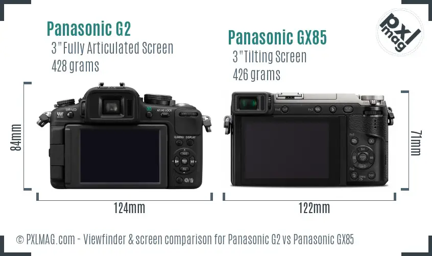 Panasonic G2 vs Panasonic GX85 Screen and Viewfinder comparison