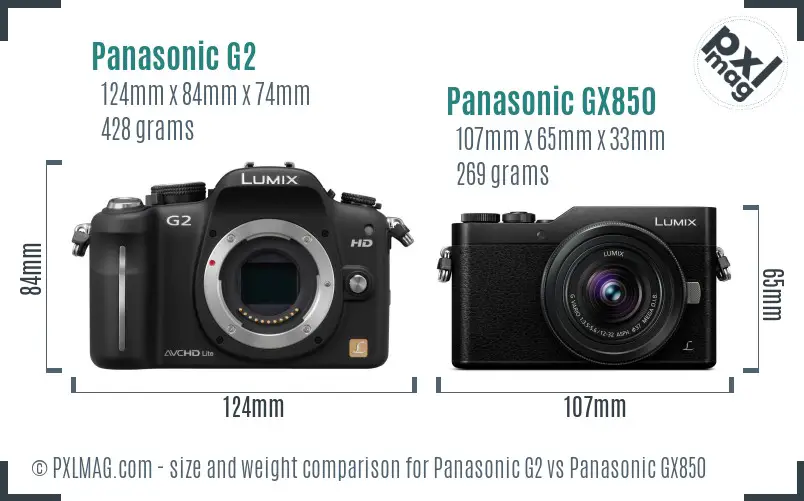 Panasonic G2 vs Panasonic GX850 size comparison