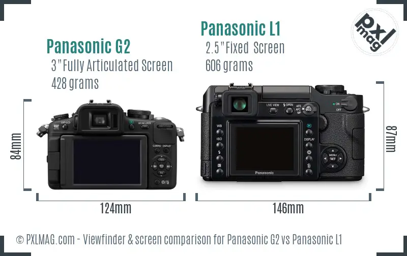 Panasonic G2 vs Panasonic L1 Screen and Viewfinder comparison