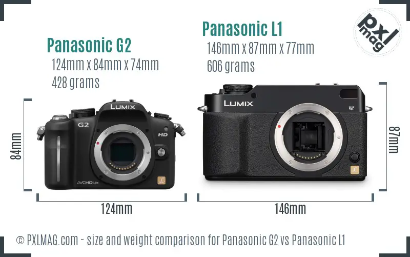 Panasonic G2 vs Panasonic L1 size comparison