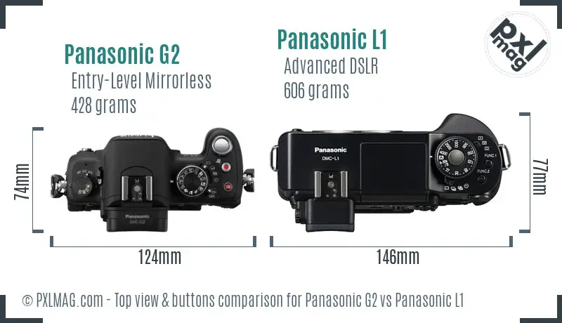 Panasonic G2 vs Panasonic L1 top view buttons comparison