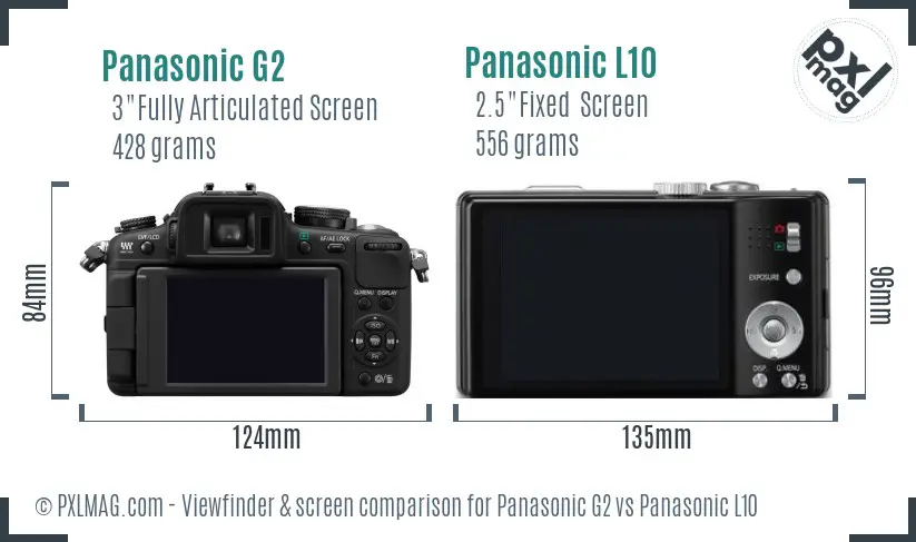 Panasonic G2 vs Panasonic L10 Screen and Viewfinder comparison