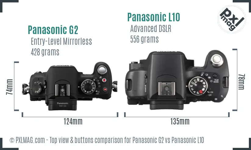 Panasonic G2 vs Panasonic L10 top view buttons comparison