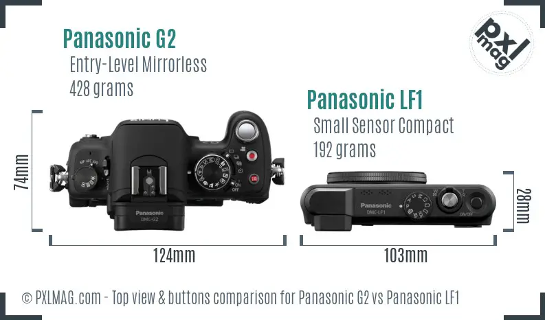 Panasonic G2 vs Panasonic LF1 top view buttons comparison