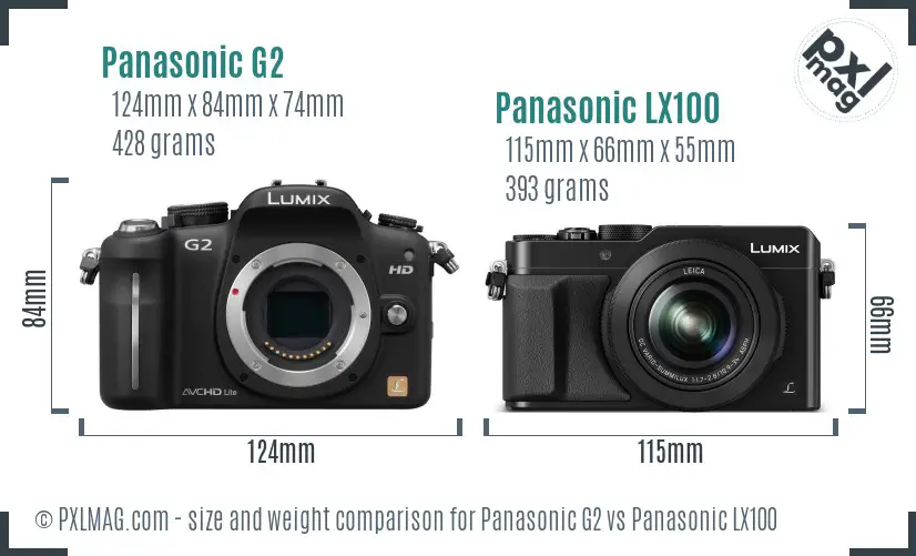 Panasonic G2 vs Panasonic LX100 size comparison