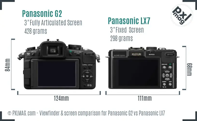 Panasonic G2 vs Panasonic LX7 Screen and Viewfinder comparison