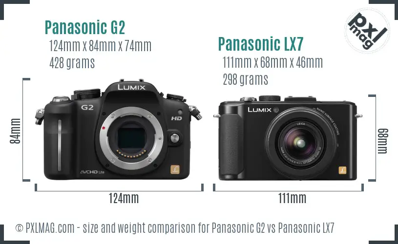 Panasonic G2 vs Panasonic LX7 size comparison